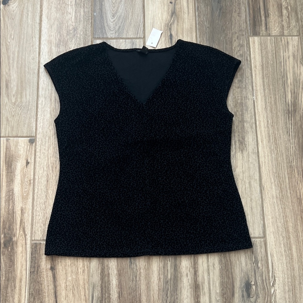 Ann Taylor Black Cap Sleeve Blouse